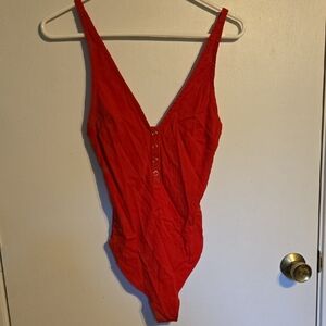 Free People Red Bodysuit Lace Top